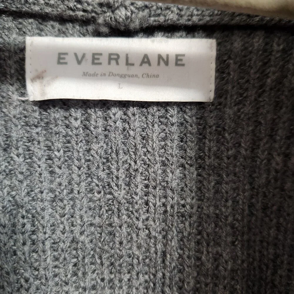 Everlane | Women's Gray Chunky Knit Cardigan Eclectic Grandpa Large - Picture 3 of 8